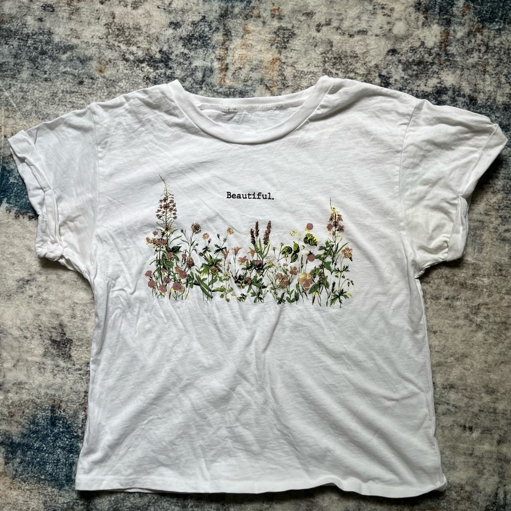 White Floral Graphic T-Shirt